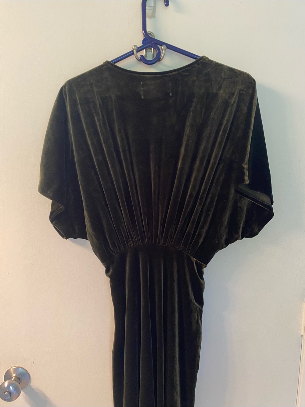 NWT BHLDN Amelia Deep-V Stretch Velvet Maxi Dress in Olive Size S - Picture 9 of 11